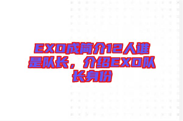 EXO成簡介12人誰是隊長,介紹EXO隊長身份