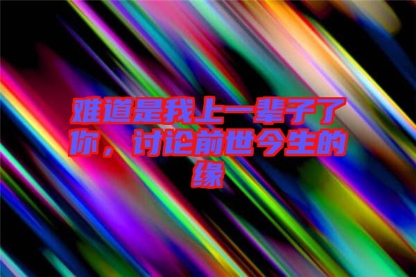 難道是我上一輩子了你,討論前世今生的緣