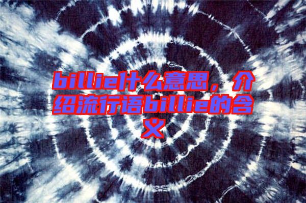 billie什么意思,介紹流行語billie的含義