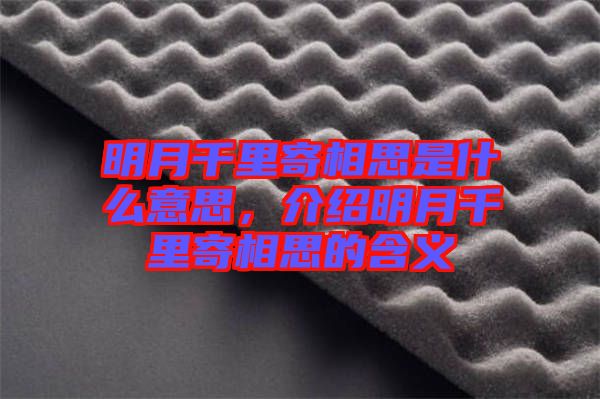 明月千里寄相思是什么意思,介紹明月千里寄相思的含義
