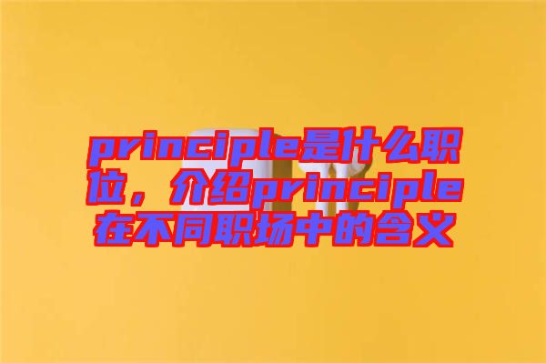 principle是什么職位,介紹principle在不同職場(chǎng)中的含義