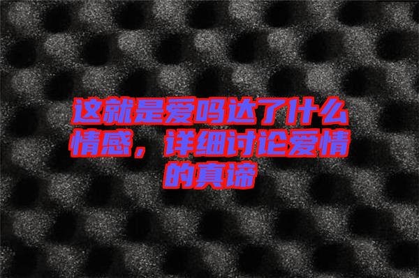 這就是愛嗎達了什么情感,詳細討論愛情的真諦