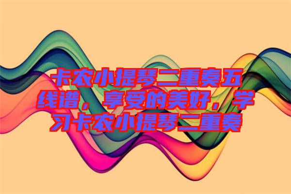 卡農(nóng)小提琴二重奏五線譜,享受的美好,學(xué)習(xí)卡農(nóng)小提琴二重奏