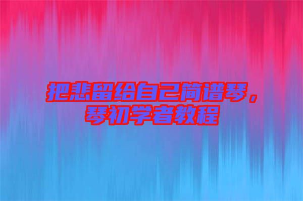 把悲留給自己簡譜琴,琴初學者教程