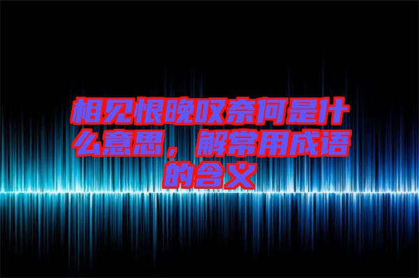 相見恨晚嘆奈何是什么意思,解常用成語的含義