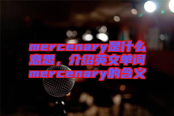 mercenary是什么意思，介紹英文單詞mercenary的含義