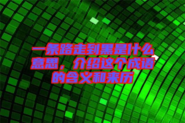 一條路走到黑是什么意思,介紹這個(gè)成語的含義和來歷