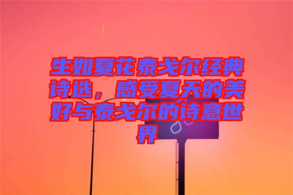 生如夏花泰戈爾經典詩選,感受夏天的美好與泰戈爾的詩意世界