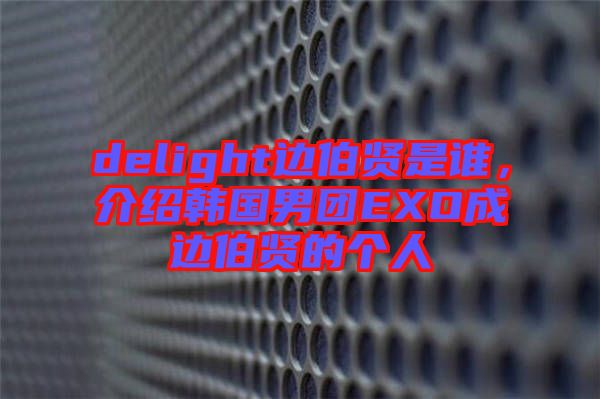 delight邊伯賢是誰,介紹韓國男團EXO成邊伯賢的個人