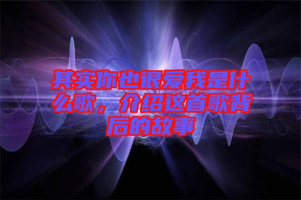 其實你也很愛我是什么歌,介紹這首歌背后的故事