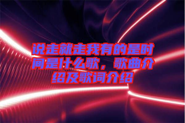 說走就走我有的是時間是什么歌，歌曲介紹及歌詞介紹