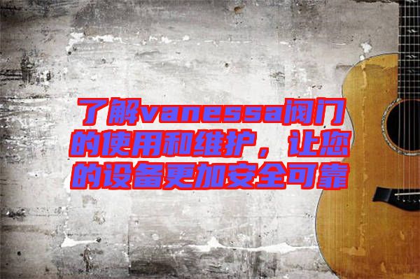 了解vanessa閥門的使用和維護,讓您的設備更加安全可靠