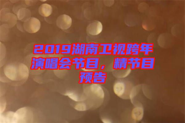 2019湖南衛視跨年演唱會節目,精節目預告