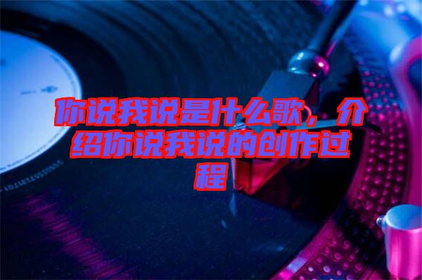 你說我說是什么歌,介紹你說我說的創作過程