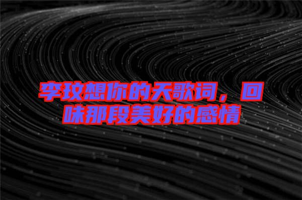 李玟想你的天歌詞，回味那段美好的感情