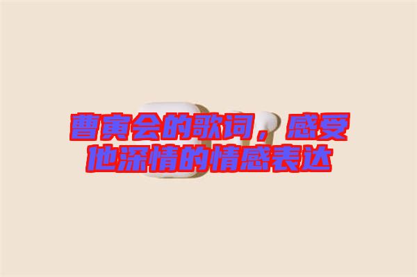 曹寅會的歌詞,感受他深情的情感表達(dá)
