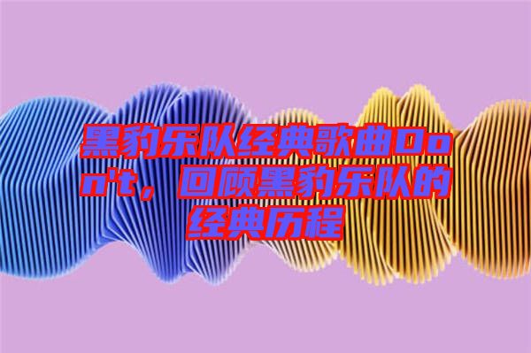 黑豹樂隊經(jīng)典歌曲Don't,回顧黑豹樂隊的經(jīng)典歷程