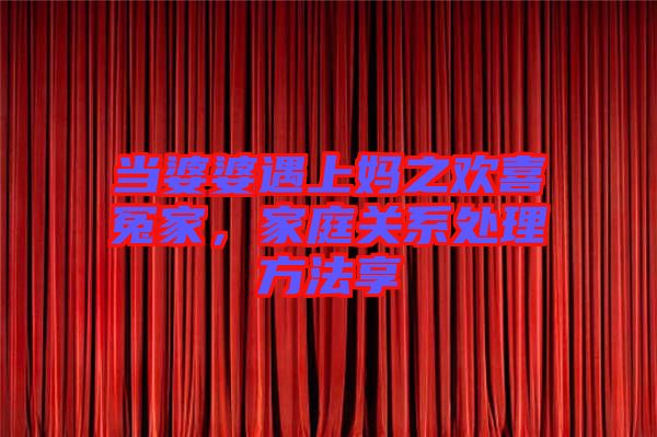 當(dāng)婆婆遇上媽之歡喜冤家,家庭關(guān)系處理方法享