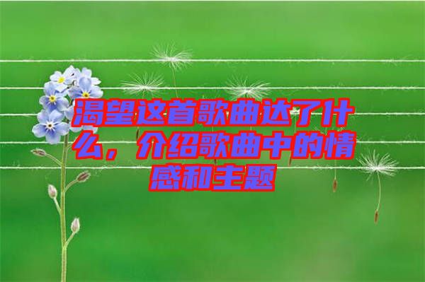渴望這首歌曲達了什么,介紹歌曲中的情感和主題