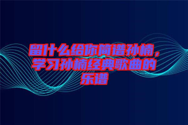 留什么給你簡譜孫楠,學習孫楠經典歌曲的樂譜