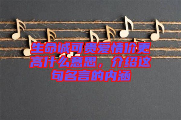 生命誠可貴愛情價更高什么意思,介紹這句名言的內涵