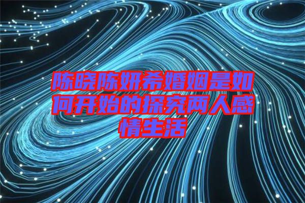 陳曉陳妍?；橐鍪侨绾伍_始的探究兩人感情生活