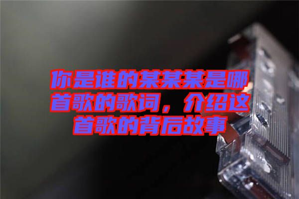 你是誰的某某某是哪首歌的歌詞,介紹這首歌的背后故事