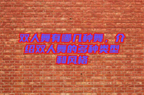 雙人舞有哪幾種舞,介紹雙人舞的多種類型和風(fēng)格