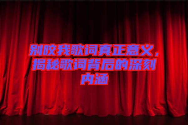 別咬我歌詞真正意義,揭秘歌詞背后的深刻內(nèi)涵