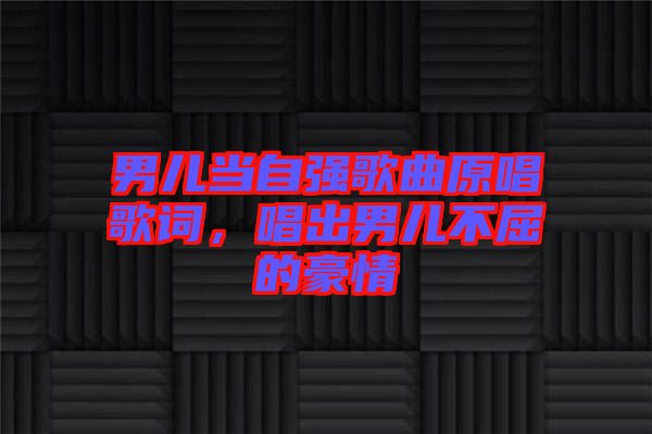 男兒當自強歌曲原唱歌詞,唱出男兒不屈的豪情