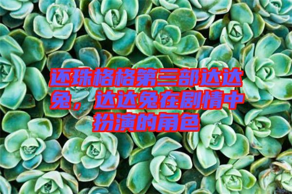 還珠格格第三部達達兔,達達兔在劇情中扮演的角色