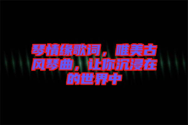 琴情緣歌詞，唯美古風琴曲，讓你沉浸在的世界中