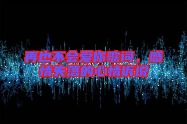 再也不會愛你歌詞,感情失落的心情訴說