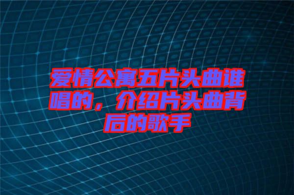 愛(ài)情公寓五片頭曲誰(shuí)唱的,介紹片頭曲背后的歌手