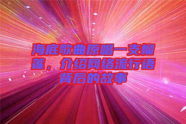 海底歌曲原唱一支榴蓮,介紹網(wǎng)絡(luò)流行語(yǔ)背后的故事