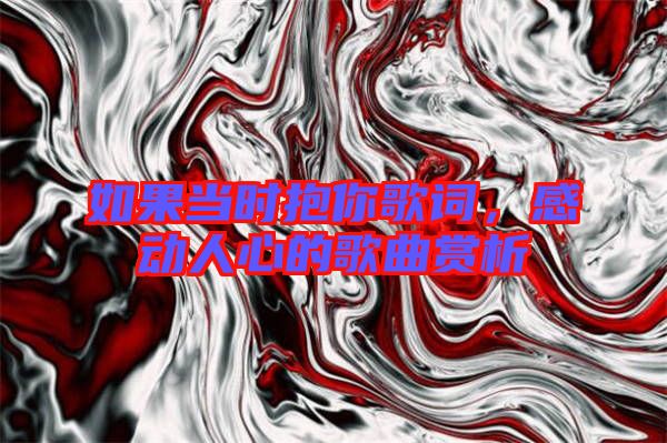 如果當(dāng)時抱你歌詞,感動人心的歌曲賞析