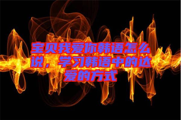 寶貝我愛你韓語(yǔ)怎么說(shuō),學(xué)習(xí)韓語(yǔ)中的達(dá)愛的方式