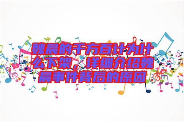 魏晨的千方百計為什么下架，詳細介紹魏晨事件背后的原因