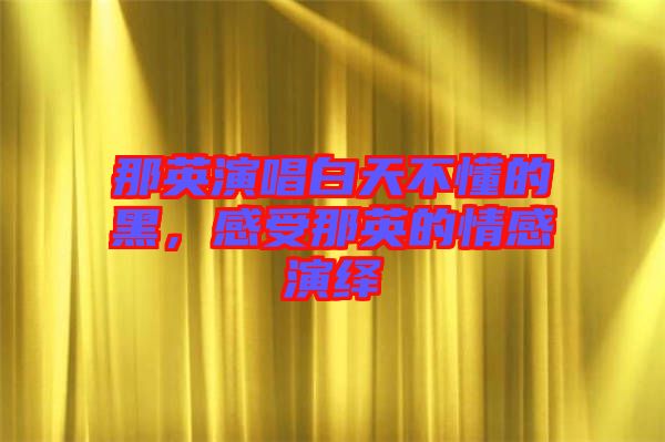 那英演唱白天不懂的黑,感受那英的情感演繹