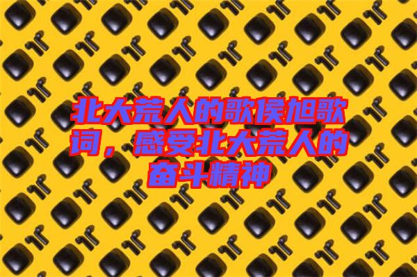 北大荒人的歌侯旭歌詞,感受北大荒人的奮斗精神