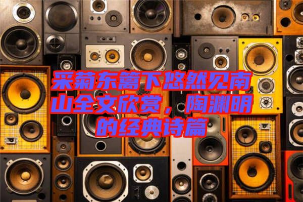 采菊東籬下悠然見南山全文欣賞,陶淵明的經典詩篇