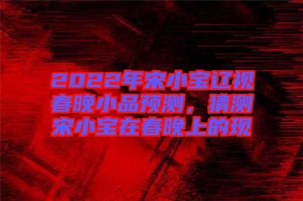 2022年宋小寶遼視春晚小品預測,猜測宋小寶在春晚上的現