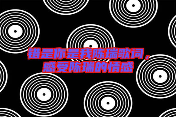 錯是你是我陳瑞歌詞,感受陳瑞的情感