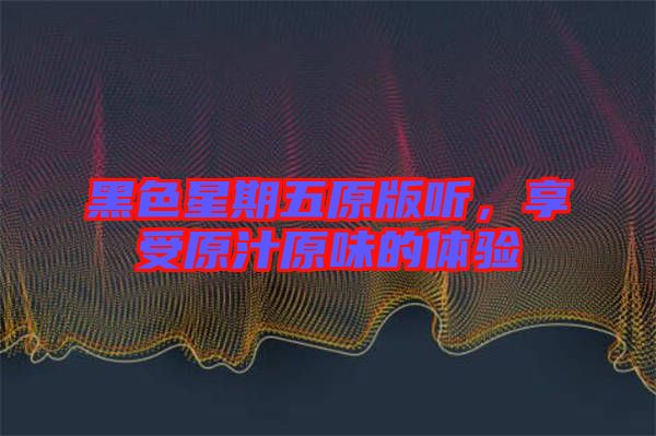 黑色星期五原版聽(tīng),享受原汁原味的體驗(yàn)