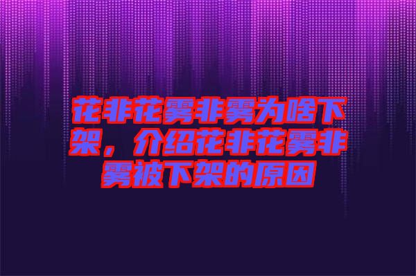 花非花霧非霧為啥下架，介紹花非花霧非霧被下架的原因