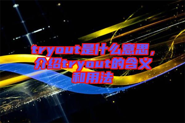 tryout是什么意思,介紹tryout的含義和用法