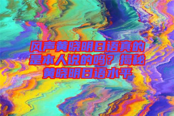 風聲黃曉明日語真的是本人說的嗎?揭秘黃曉明日語水平