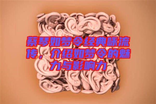 蔡琴如夢(mèng)令經(jīng)典詠流傳,介紹如夢(mèng)令的魅力與影響力