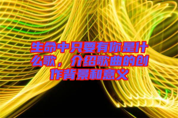 生命中只要有你是什么歌,介紹歌曲的創(chuàng)作背景和意義