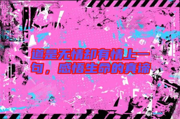 道是無(wú)情卻有情上一句,感悟生命的真諦